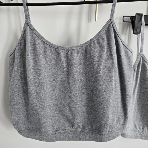 Two Piece Casual Gray Cropped Tank Tops - Picture 2 of 8